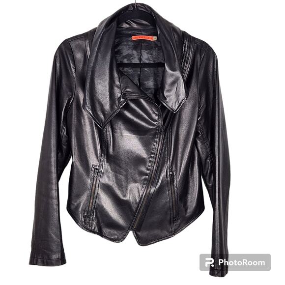 Alice + Olivia Black Lambskin Moto Jacket SZ M - Picture 2 of 5